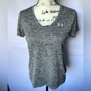 Under Armour Heather Grey Short Sleeve Active Wear Shirt medium